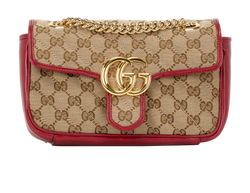 Small GG Marmont, Canvas/Leather, Beige/Red, 446744001998, DB/B, 3*